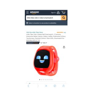 $40.99 Amazon.com: Little Tikes Tobi 2 Robot Red Smartwatch- 2 Cameras, Interactive Robot, Games, Videos, Selfies, Pedometer & More, Touchscreen, Parental Control little tikes 儿童带摄像头手表