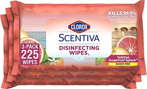 Clorox Scentiva Wipes西柚味消毒湿巾Bleach Free Cleaning Wipes - Tahitian Grapefruit Splash, 75 Count (Pack of 3) : Everything Else