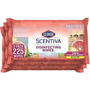 Clorox Scentiva Wipes, Cleaning Wipes 75 Count (Pack of 3)