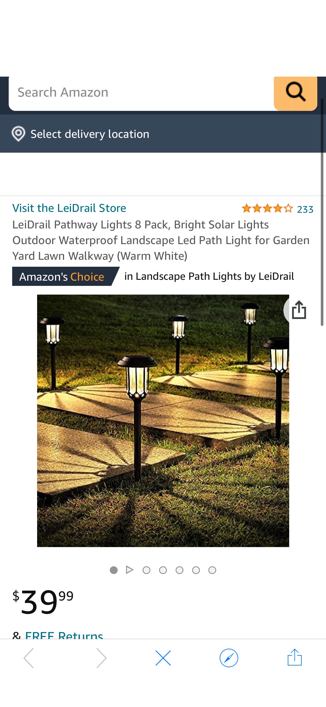 LeiDrail Pathway Lights 8 Pack, Bright Solar Lights Outdoor Waterproof Landscape Led Path Light for Garden Yard Lawn Walkway (Warm White) - - Amazon.com 灯