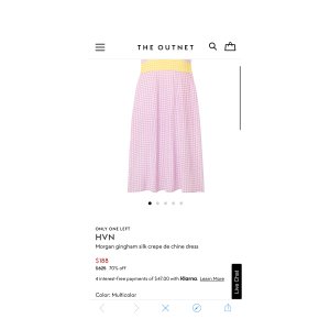 $188 Multicolor Morgan gingham silk crepe de chine dress | HVN | THE OUTNET