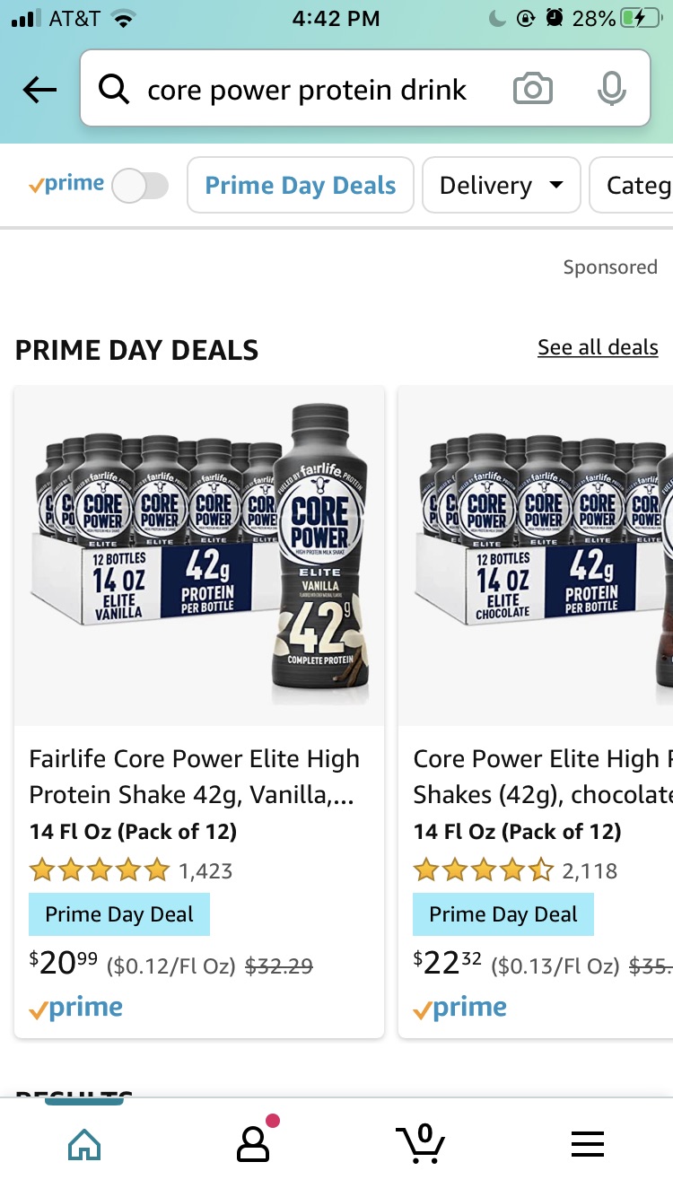 Amazon prime deal蛋白质饮料core power折扣