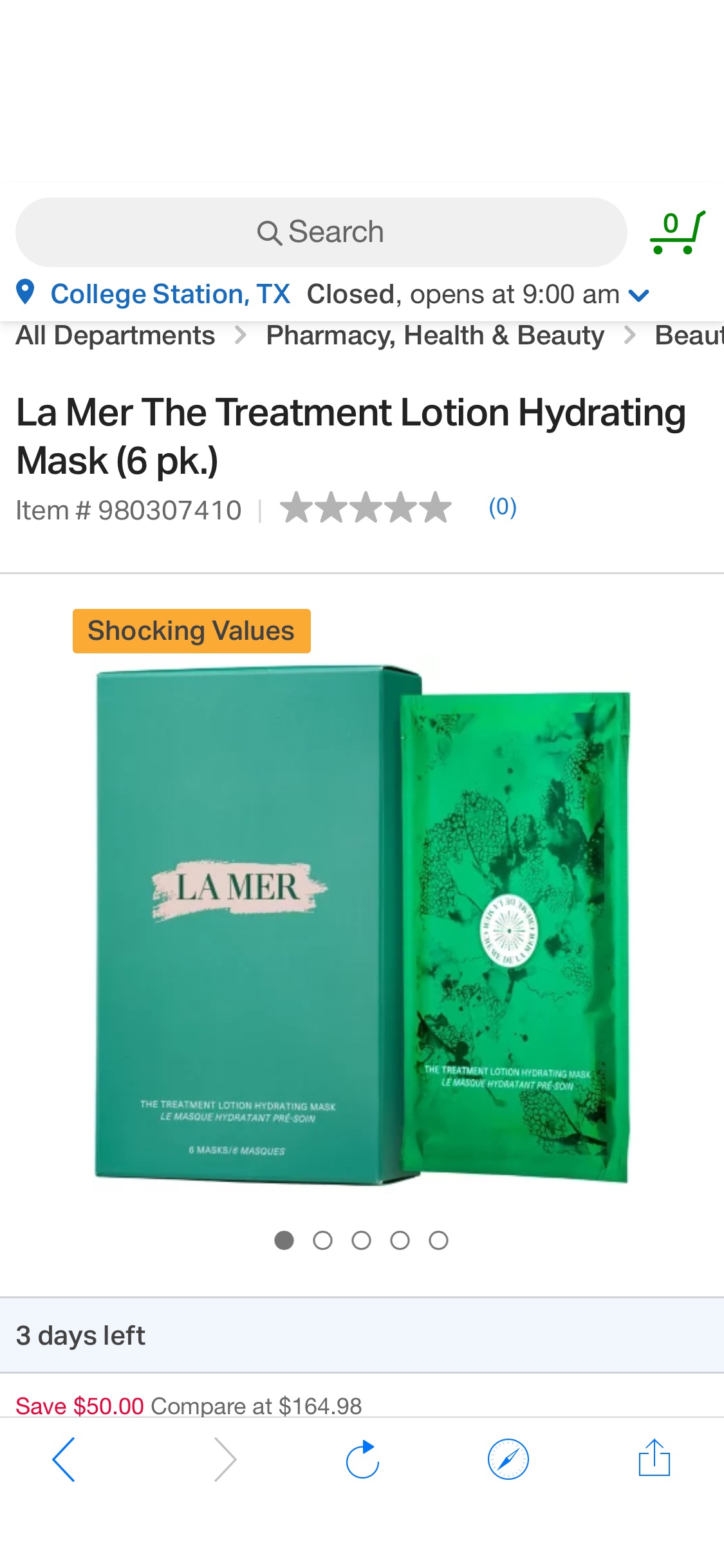 La Mer The Treatment Lotion Hydrating Mask (6 pk.) 海蓝之谜面膜