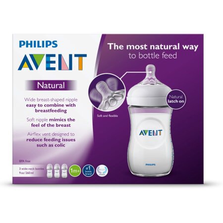 Walmart自营-飞利浦新安怡NATURAL奶瓶9盎司三件套 Philips Avent Natural Baby Bottle, Clear, 9oz, 3pk, SCF013/37 - Walmart.com