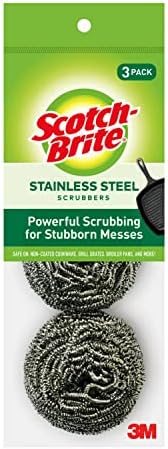 Amazon.com: Scotch-Brite Stainless Steel Scrubber, Dish Scrubbers for Cleaning Kitchen and Household, Steel Scrubbers for Cleaning Dishes, 3 Scrubbers : Health &amp; Household