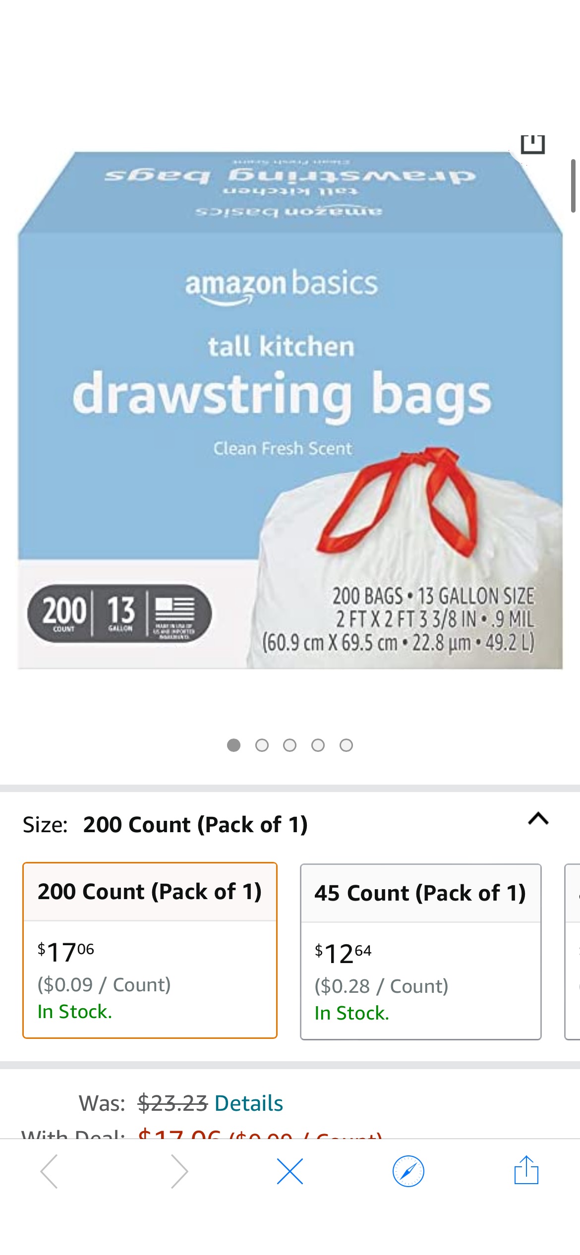 Amazon.com: Amazon Basics Tall Kitchen Drawstring Trash Bags, Clean Fresh Scent, 13 Gallon, 200 Count (Previously Solimo)