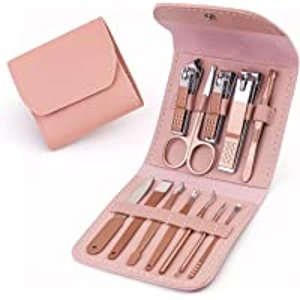 PONANO Manicure Set 12 in 1 Pedicure Kit Professional Nail Clippers Nail Kit Manicure Kit Travel for Women - Pink