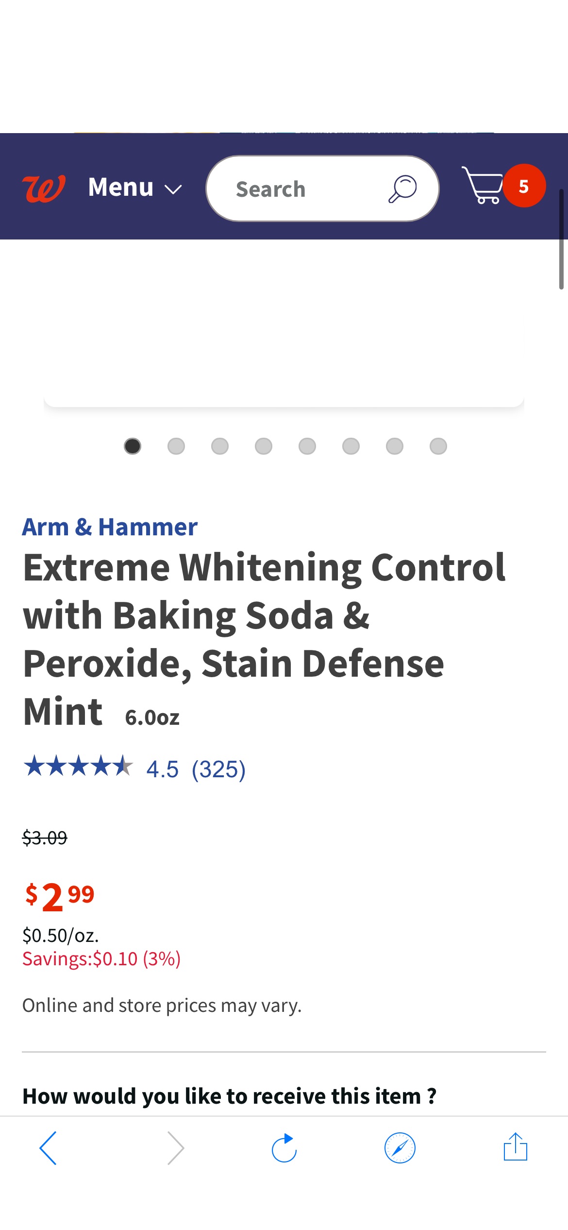 Arm & Hammer Extreme Whitening Control with Baking Soda & Peroxide, Stain Defense Mint | Walgreens