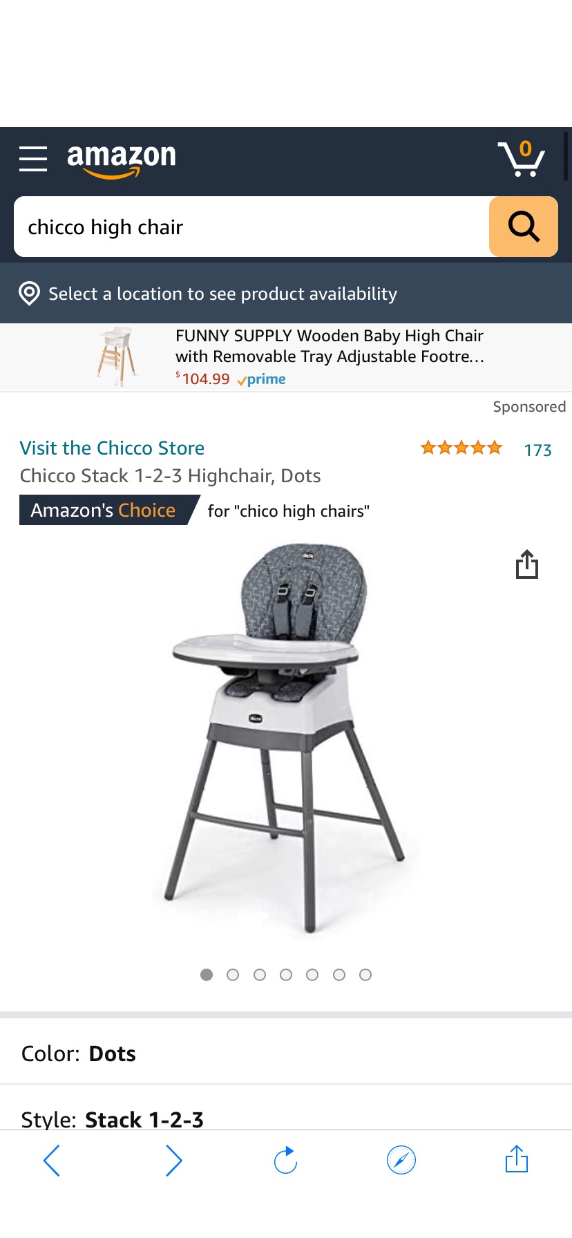 Amazon.com : Chicco Stack 1-2-3 Highchair, Dots : Baby Chicco 餐椅