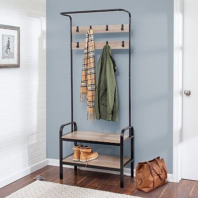 Honey-Can-Do Entryway Organizer with Hooks and Shoe Storage