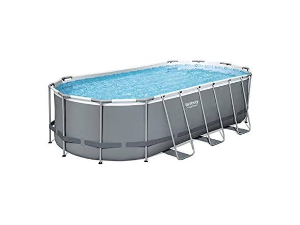 Power Steel 18' x 9' x 48" Oval Metal Frame Above Ground Outdoor Swimming Pool Set with 1500 GPH Filter Pump