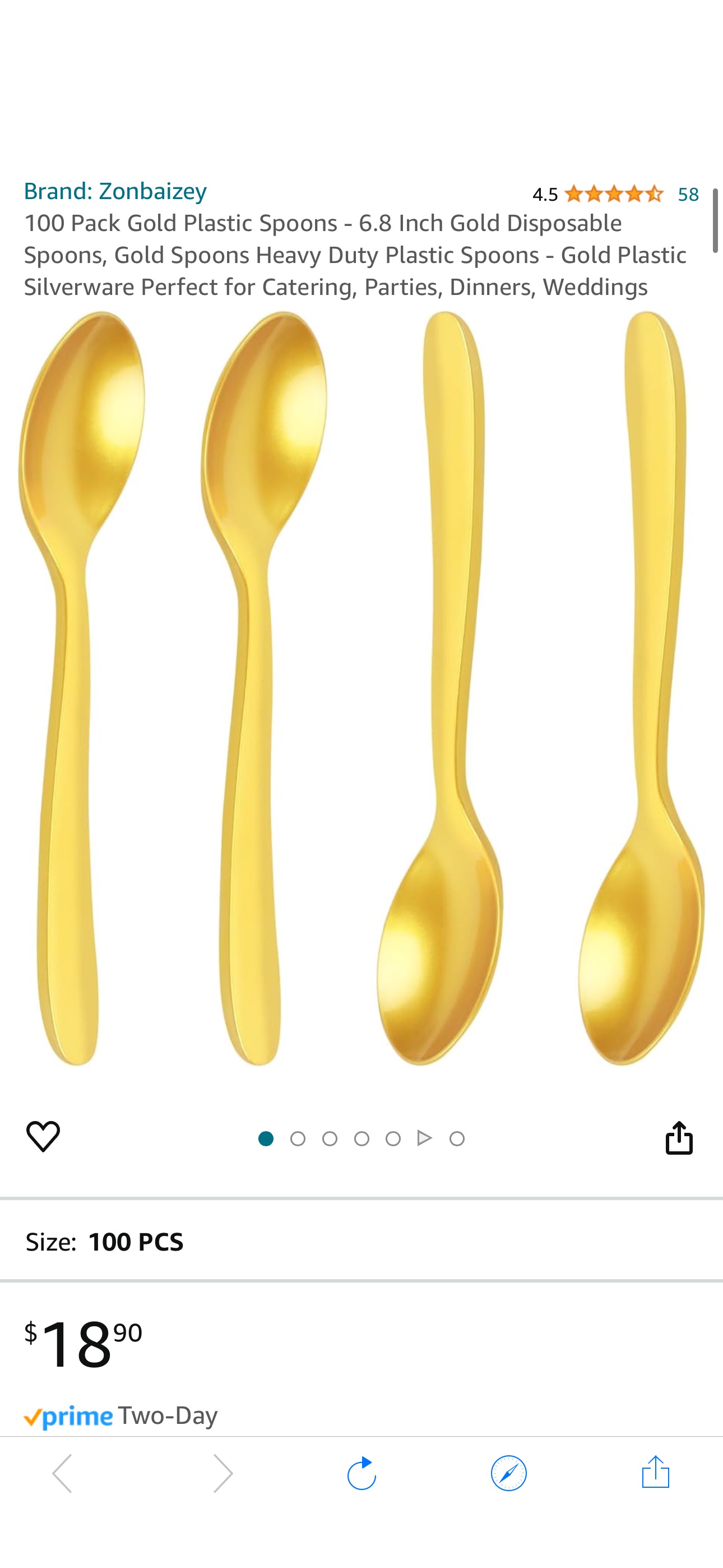 Amazon.com: 100 Pack Gold Plastic Spoons - 6.8 Inch Gold Disposable Spoons, Gold Spoons Heavy Duty Plastic Spoons 5.67 after 20%Q+ code GAT2WT8I