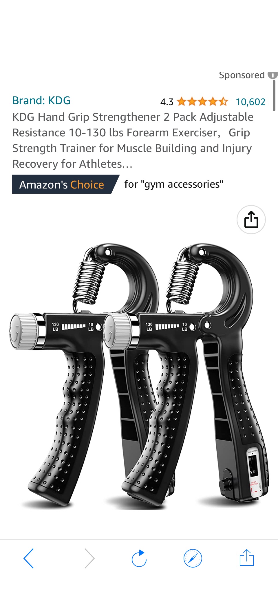 Amazon.com : KDG Hand Grip Strengthener 2 Pack(Black) Adjustable Resistance 10-130 lbs Forearm Exerciser，Grip Strength Trainer for Muscle Building and Injury Recovery原价23.99