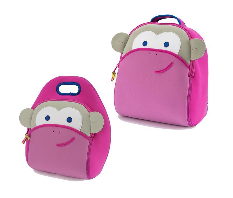 瓦拉包Pink Monkey Backpack and Lunch Bag Set | Dabbawalla Bags