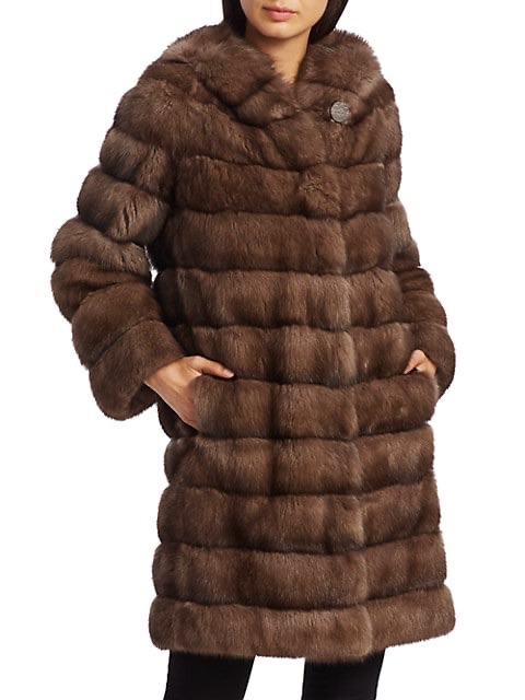 The Fur Salon Hooded Sable Fur Long Coat  SaksFifthAvenue
皮草长大衣
