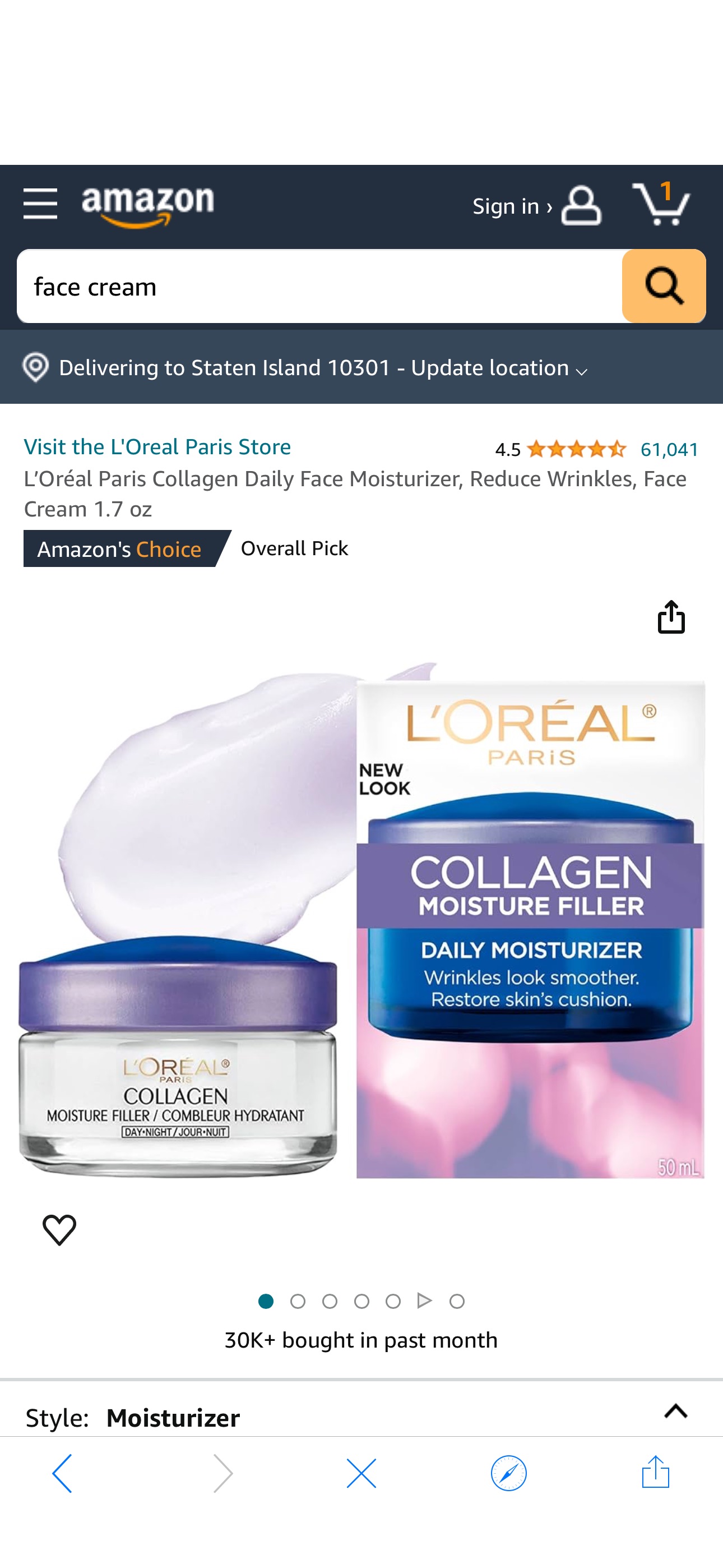 Amazon.com: L’Oréal Paris Collagen Daily Face Moisturizer, Reduce Wrinkles, Face Cream 1.7 oz : Beauty & Personal Care