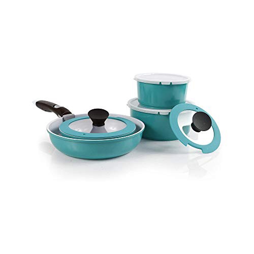 Amazon.com: Neoflam Midas PLUS 9pc Nonstick Cast Aluminum Cookware Set, 陶瓷不沾锅组