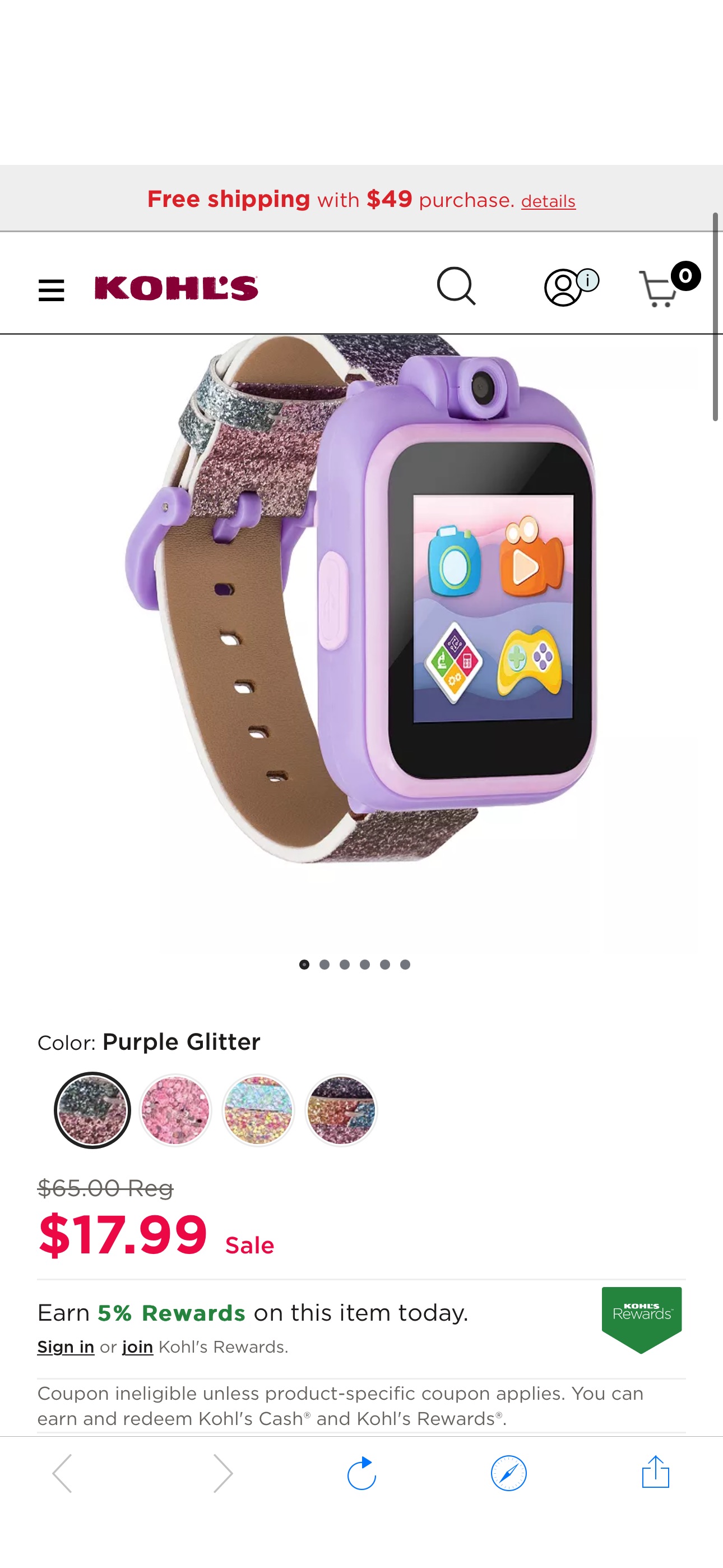 iTouch Playzoom 2 Kids' Glitter Smart Watch