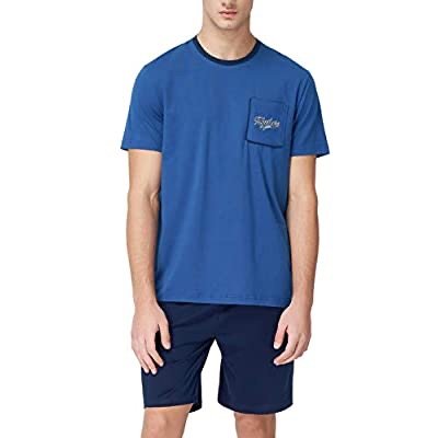 SANQIANG Men's Cotton Short Pajamas Set with Pocket Grey Sports Lounge Sleepwear