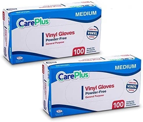 Amazon.com: Care Plus [200 Count Disposable Plastic Vinyl Clear Medium Gloves, Allergy, Latex And Powder Free, Great For Home Kitchen Or Office Cleaning, Cooking, 2 Boxes : Health & Household