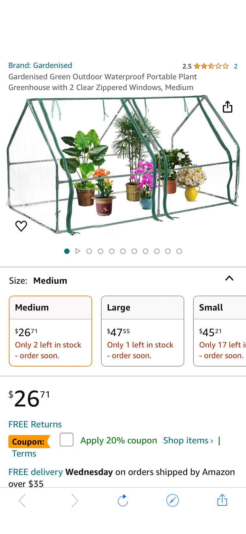 Amazon.com : Gardenised Green Outdoor Waterproof Portable Plant Greenhouse with 2 Clear Zippered Windows, Medium : Patio, Lawn & Garden