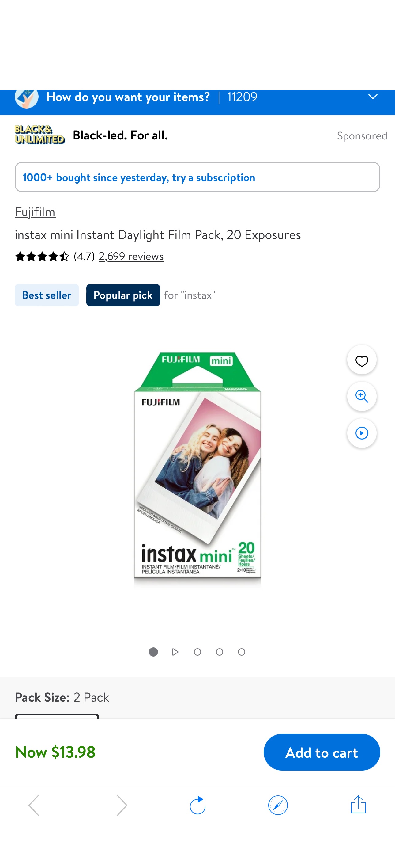 instax mini Instant Daylight Film Pack, 20 Exposures - Walmart.com