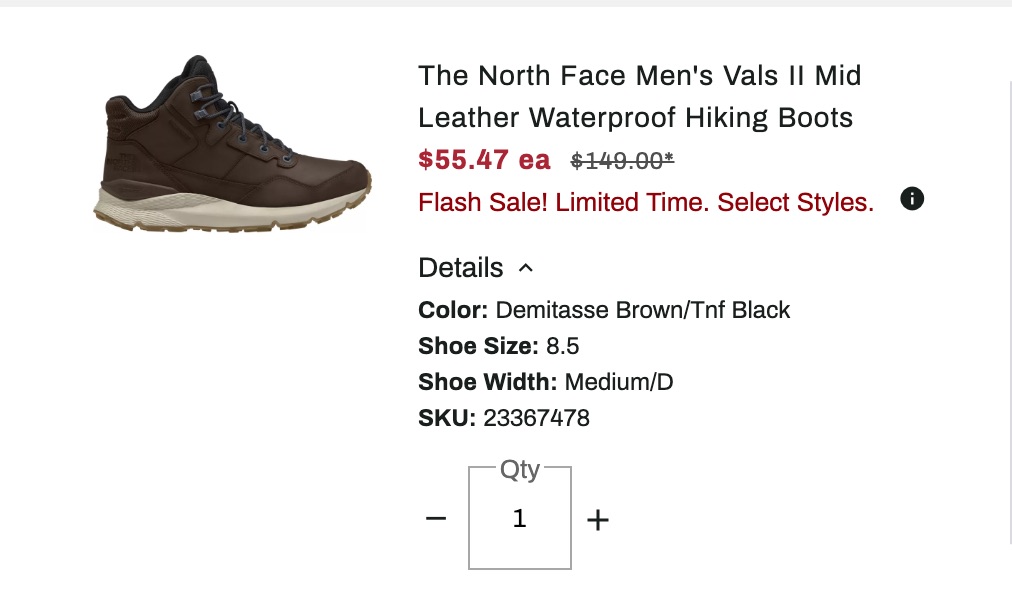 The North Face Men's Vals II Mid Leather Waterproof Hiking Boots | Dick's Sporting Goods