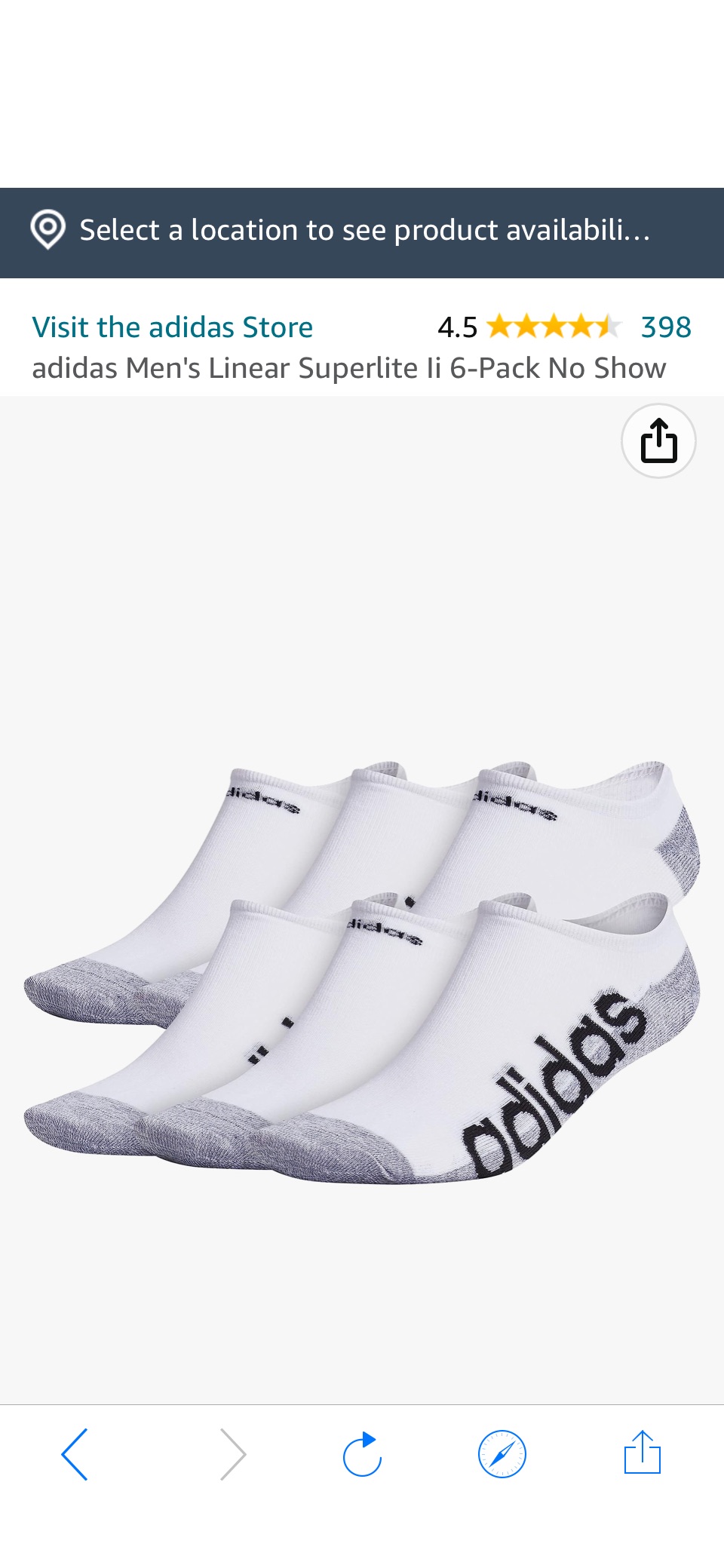 Amazon.com: adidas Men's Linear Superlite II 6-Pack No Show, White/Grey/Black, Large : Clothing, Shoes & Jewelry原价20