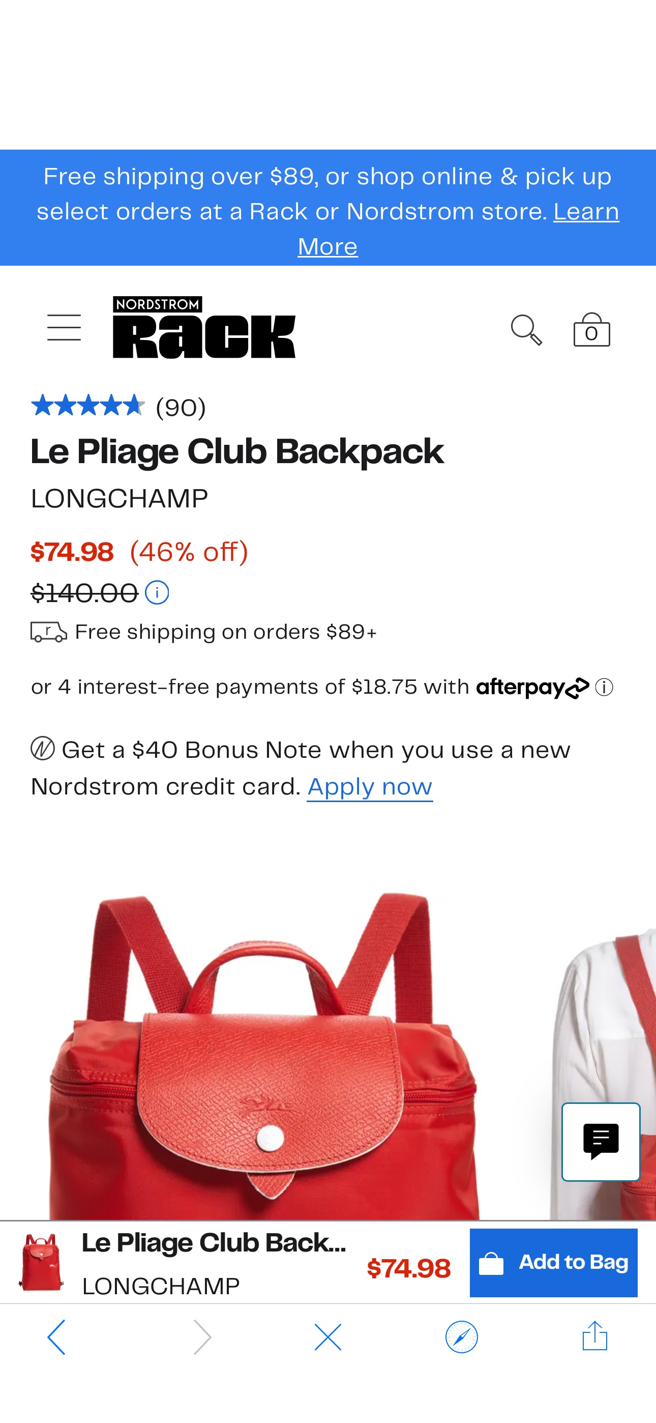 Longchamp Le Pliage Club Backpack 背包好价回归| Nordstromrack