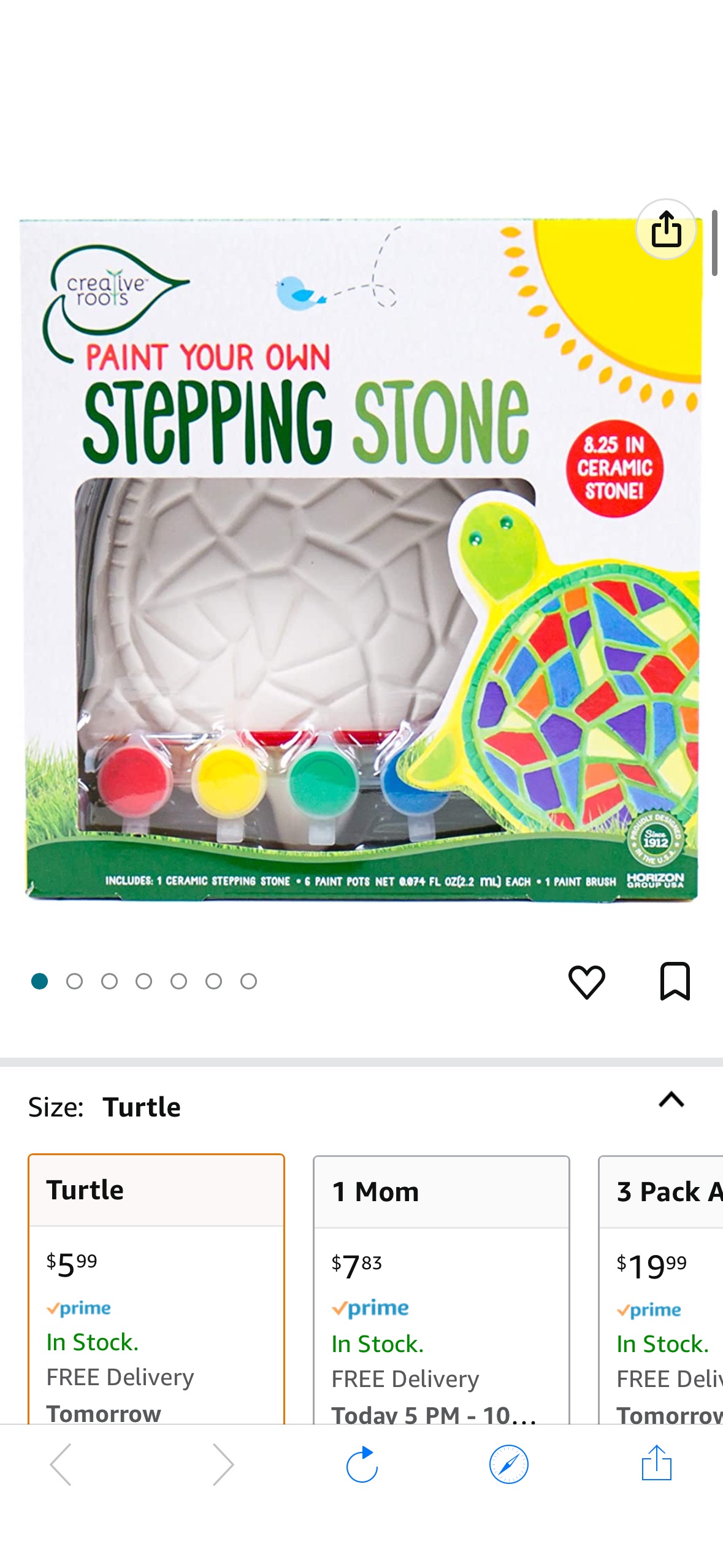 Amazon.com: Creative Roots 92849 Paint Your Own Turtle Stepping Stone by Horizon Group Usa, 6 Paint Pots and Brush included, Assorted : Patio, Lawn & Garden