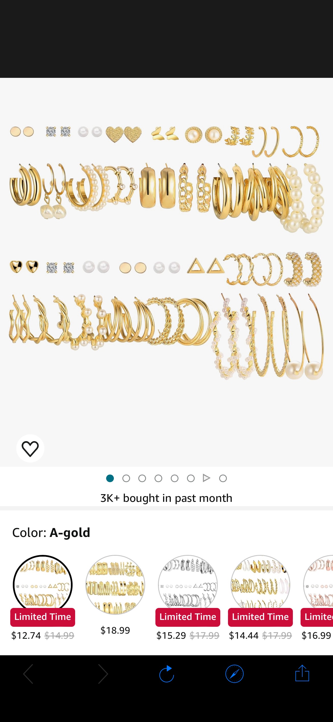Amazon.com: 36 Pairs Gold Earrings Set for Women Girls, Fashion Pearl Chain Link Stud Drop Dangle Earrings Multipack Hoop Earring Packs, Hypoallergenic Earrings for Birthday Party Jewelry Gift: Clothi