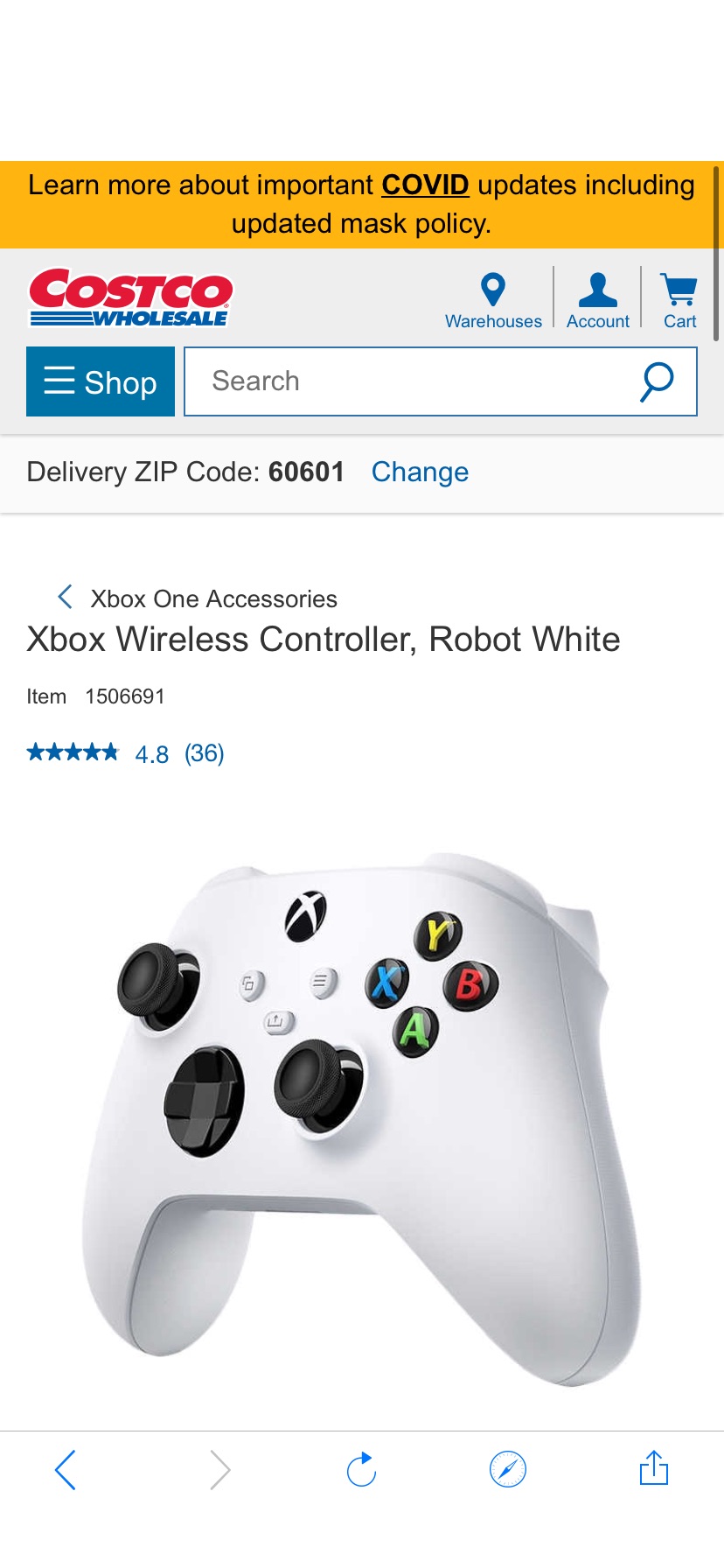 Xbox Wireless Controller, Robot White | Costco控制器