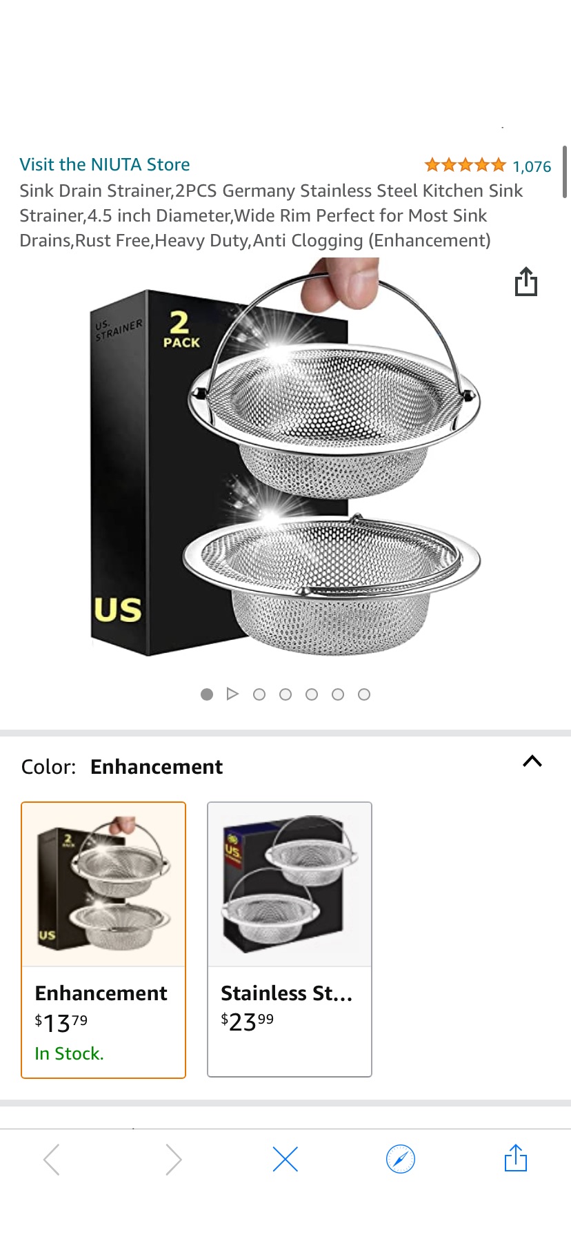 Sink Drain Strainer,2PCS Germany Stainless Steel Kitchen Sink Strainer,4.5 inch Diameter,Wide Rim Perfect for Most Sink Drains,Rust Free,Heavy Duty,Anti Clogging (Enhancement) - - Amazon.com