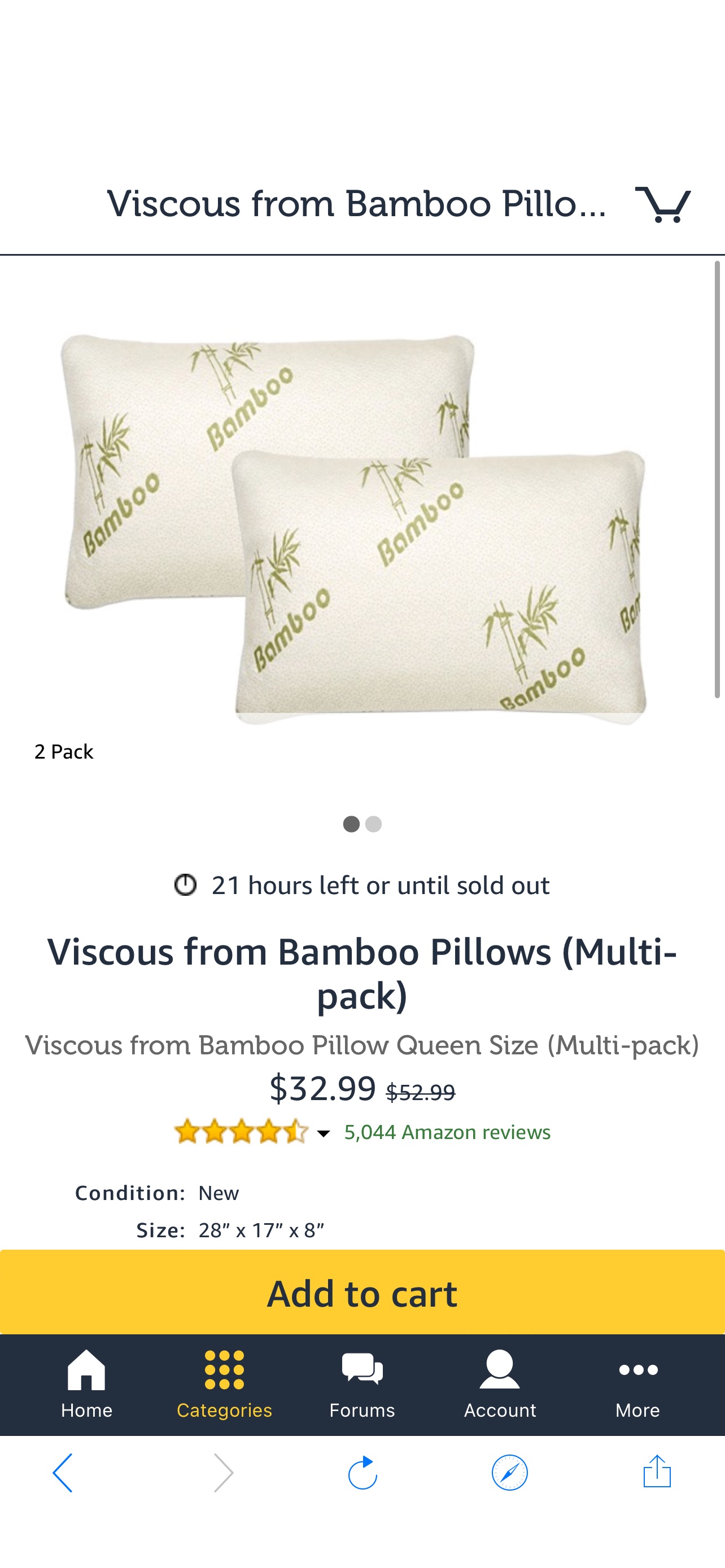 枕头Viscous from Bamboo Pillows (Multi-pack)