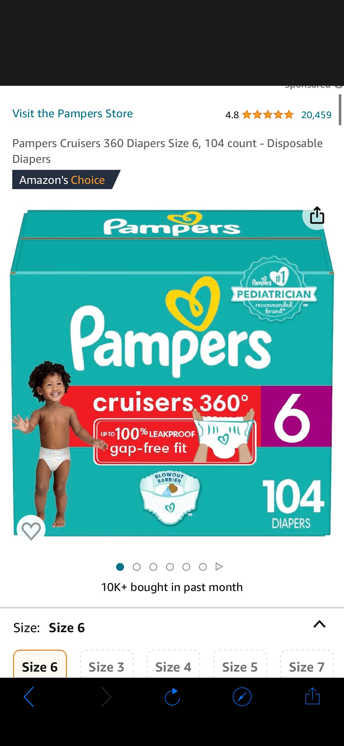 Amazon.com: Pampers Cruisers 360 Diapers Size 6, 104 count - Disposable Diapers : Baby尿不湿