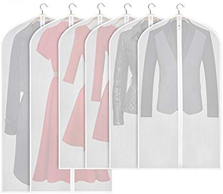 Zilink悬挂式服装袋轻便西服袋防蛀（6套），带全拉链，用于衣柜存储和旅行[升级版