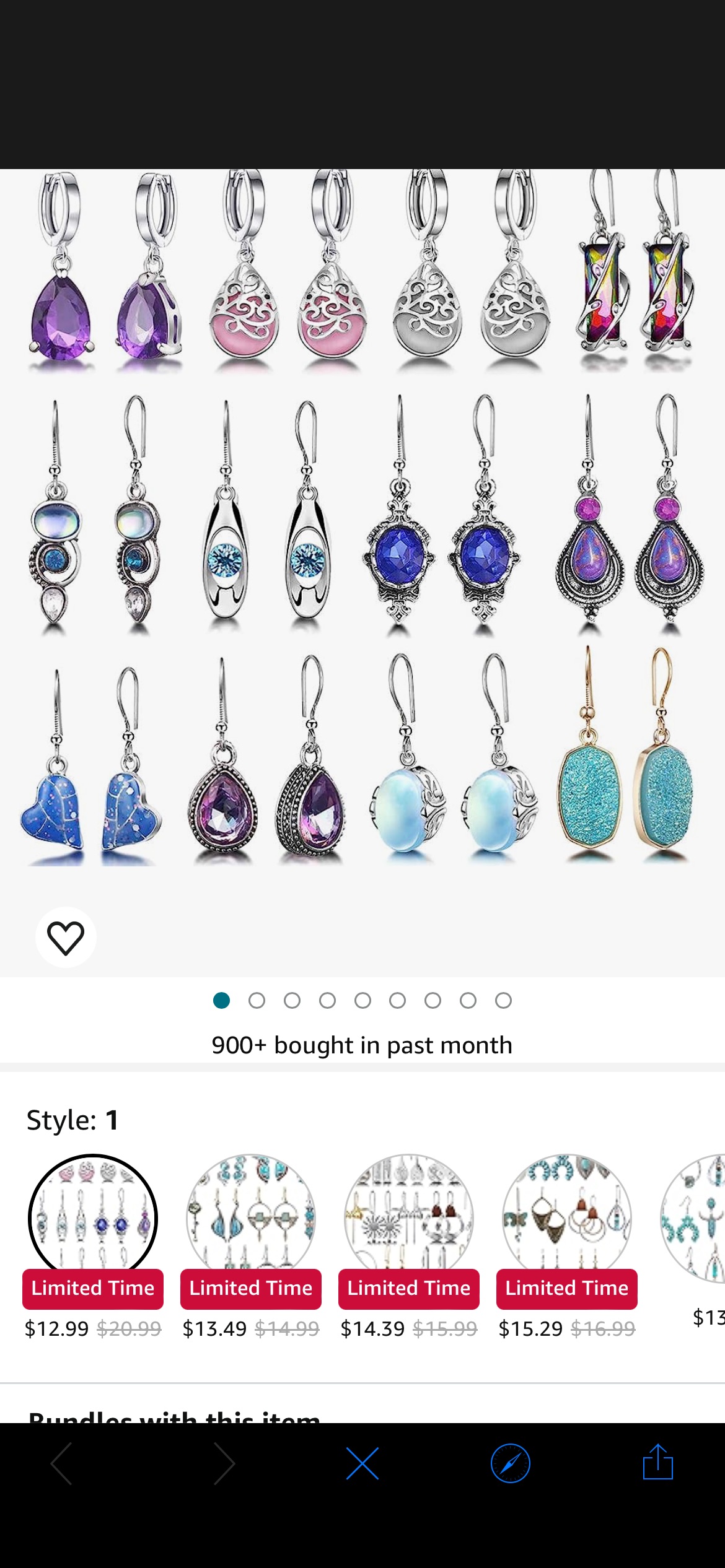 Amazon.com: 12 Pairs Teardrop Druse Crystal Drop Dangle Earrings for Women Girls Cubic Zirconia Huggie Hoop Earring Jewelry Set Christmas Gifts (1): Clothing, Shoes & Jewelry