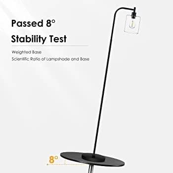 落地灯Floor Lamp, Standing Lamp with Glass Lampshade, 6W LED Bulb Included