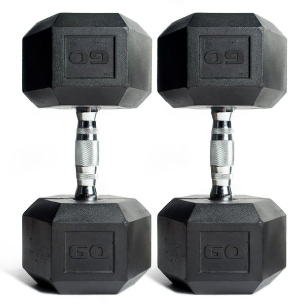 CAP Barbell, 60lb Coated Rubber Hex Dumbbell
