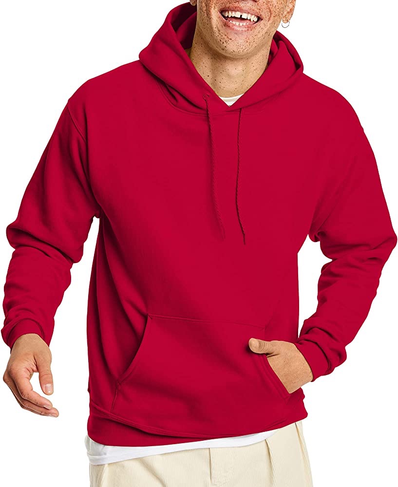 Hanes Men's Pullover EcoSmart Hooded Sweatshirt, Deep Red, Large at Amazon Men’s Clothing store
