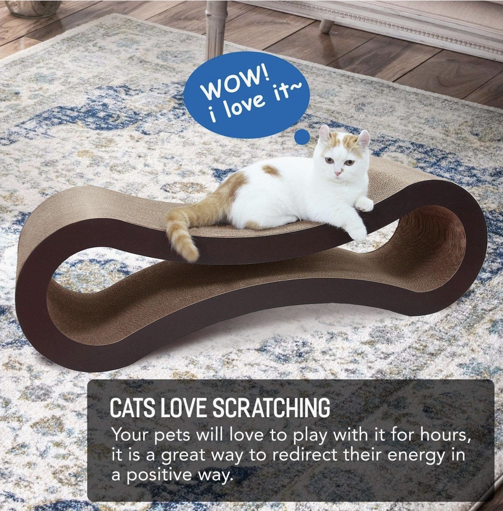 Amazon.com : FluffyDream Cat Scratcher Cardboard, Scratching Pad House Bed Furniture Protector, Infinity Shape, Curved : Pet Supplies