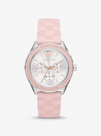 Oversized Jessa Silver-tone And Embossed Silicone Watch | Michael Kors