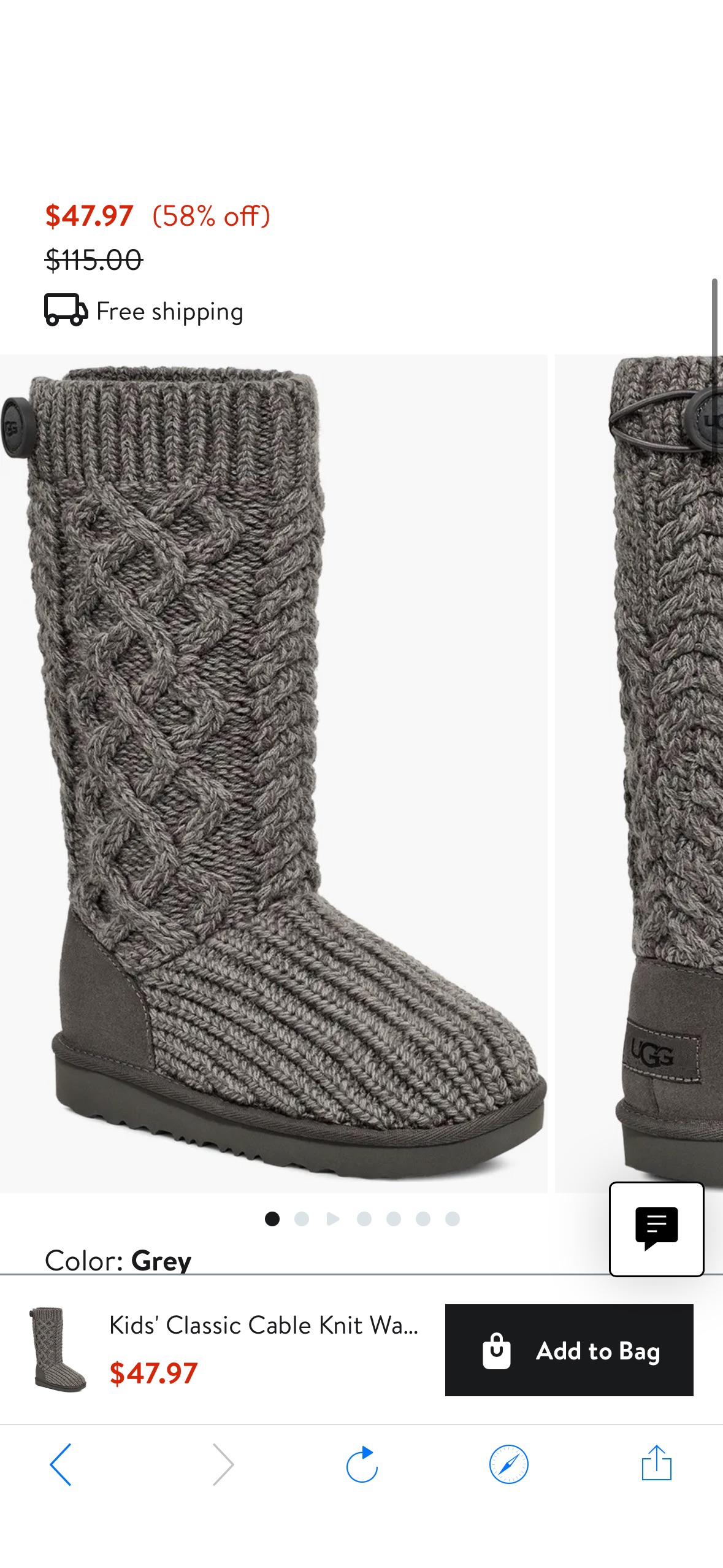 UGG® Kids' Classic Cable Knit Water Resistant Boot | Nordstrom