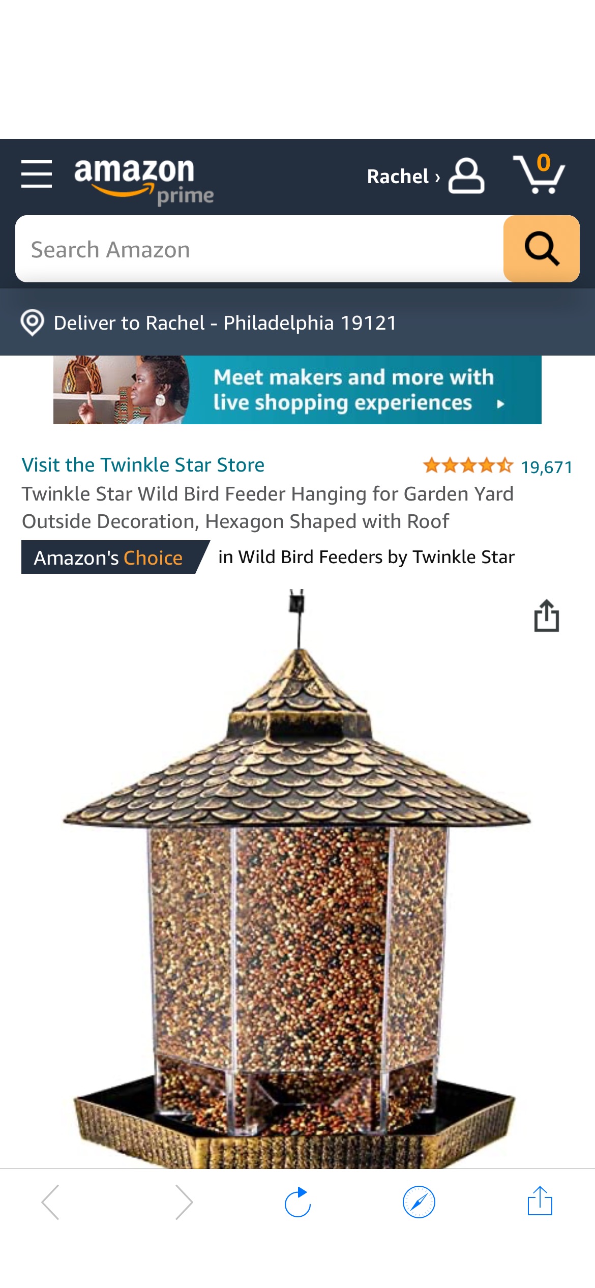 Amazon.com : Twinkle Star Wild Bird Feeder Hanging for Garden Yard Outside Decoration, Hexagon Shaped with Roof : Patio, Lawn & Garden