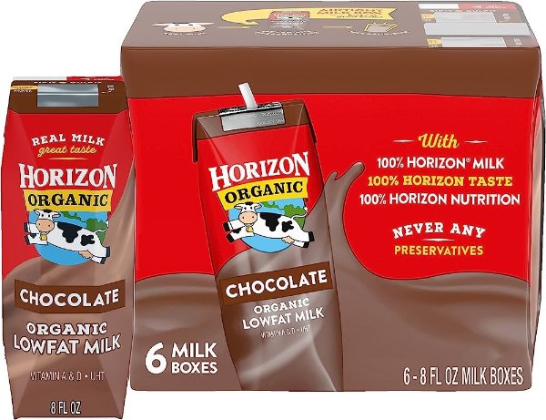 Shelf-Stable 1% Low Fat milk Boxes, Chocolate, 8 oz., 6 Pack