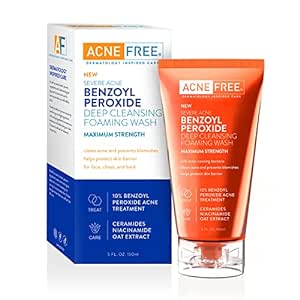 Amazon.com: AcneFree Severe Acne 10% Benzoyl Peroxide Foaming Cleansing Wash, 5 Ounce : Beauty &amp; Personal Care