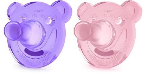 奶嘴Amazon.com : Philips Avent Soothie Shapes Pacifier, Pink/Purple, 3+ months, 2 pack : Baby