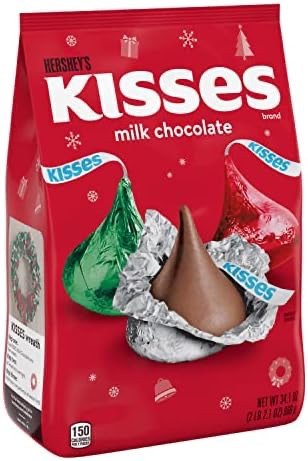 KISSES Milk Chocolate, Christmas Candy Bag, 34.1 oz