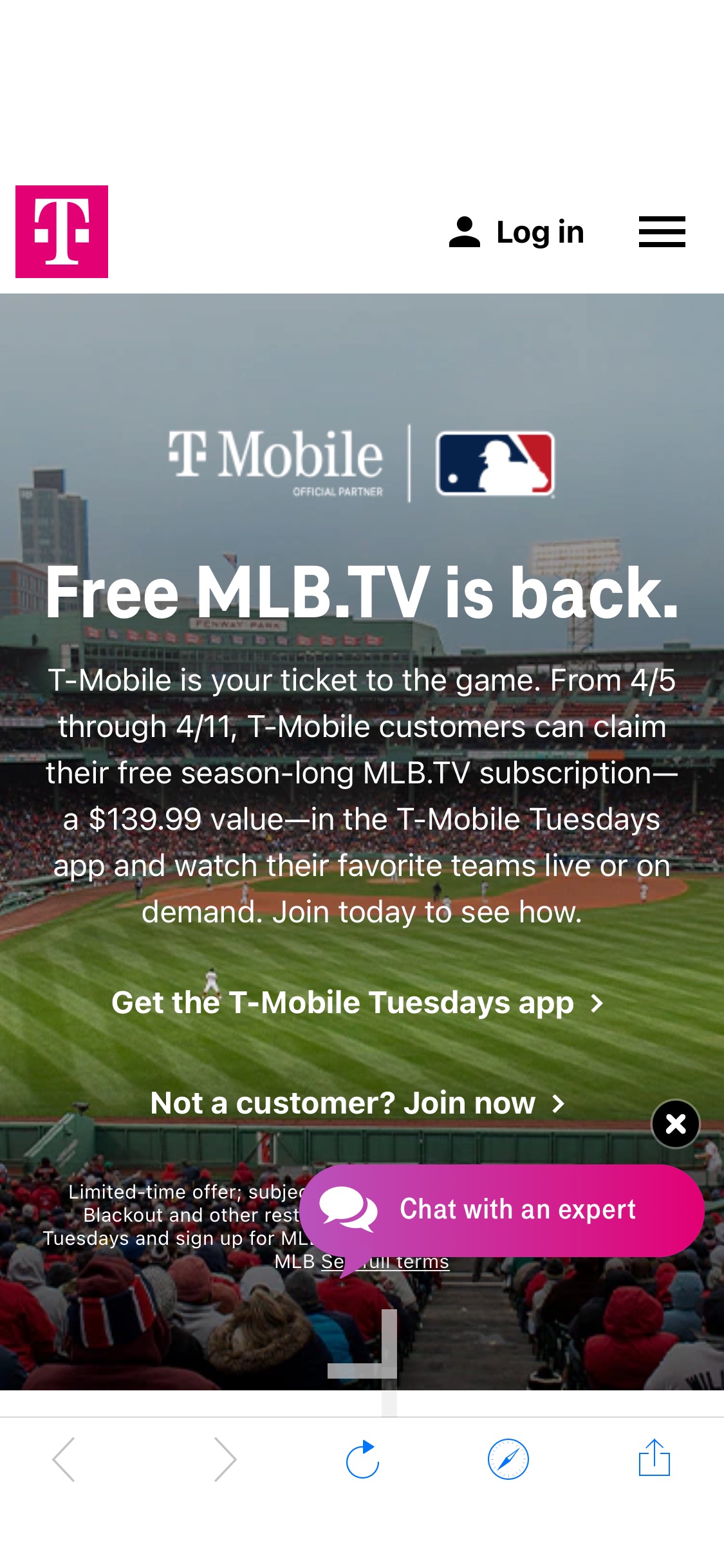 Free MLB.TV Subscription: Stream Live Baseball Games | T-Mobile 促销