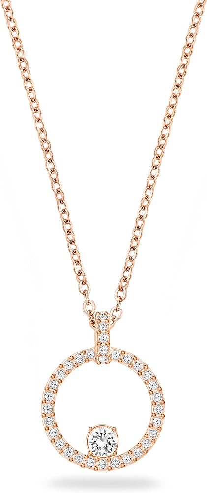 Amazon.com: Swarovski Creativity Collection Women's Necklace, Intertwined circle Pendant with White Crystals and Rose-Gold Tone Plated Chain : Clothing, Shoes & Jewelry